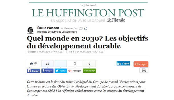 « Quel Monde en 2030 ? Les Objectifs de développement durable » – Tribune du GT 1